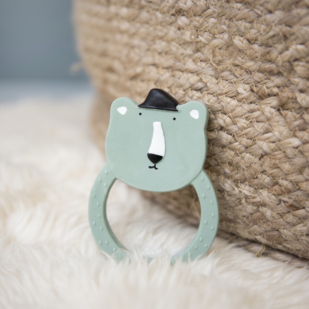 Natural rubber round teether - Mr. Polar Bear